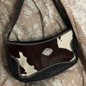 American West Black and Brown Cowhide Shoulder Bag
